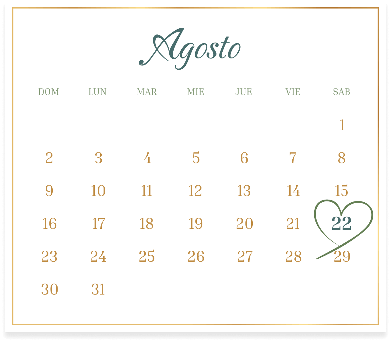 Calendario agosto 2026